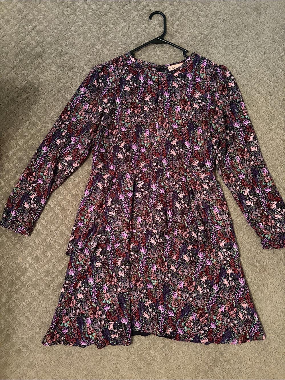 Philosophy Floral Print Ruffle Dress - Purple & Pink